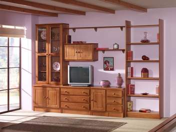 Modular Salón Alba-1 - Composición para salón/comedor de madera de pino maciza