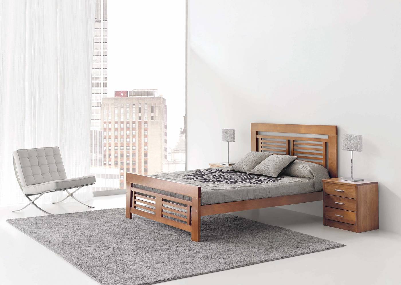 Cabezal Coral Gala - Cabezal de cama de madera de pino maciza, disponible en varias medidas y colores de madera.