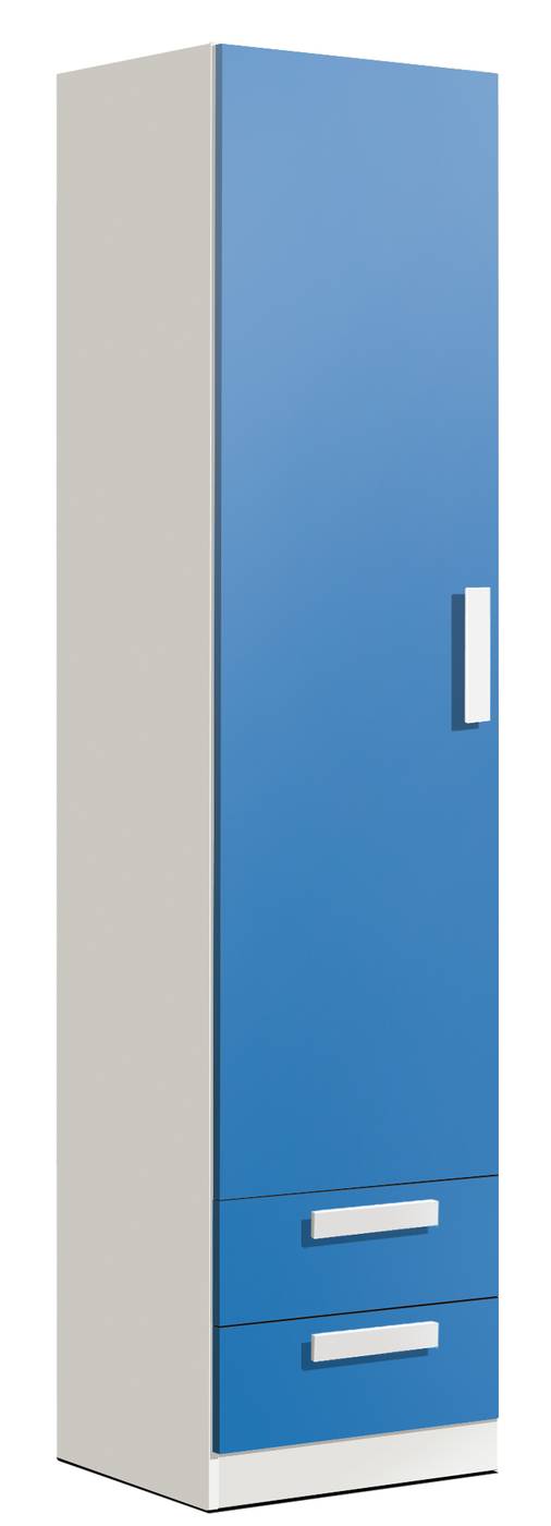 Armario Juvenil 1 Puerta 220 cm - Armario ropero juvenil de color blanco, de 220 cm. de  alto, con una puerta y dos cajones de color