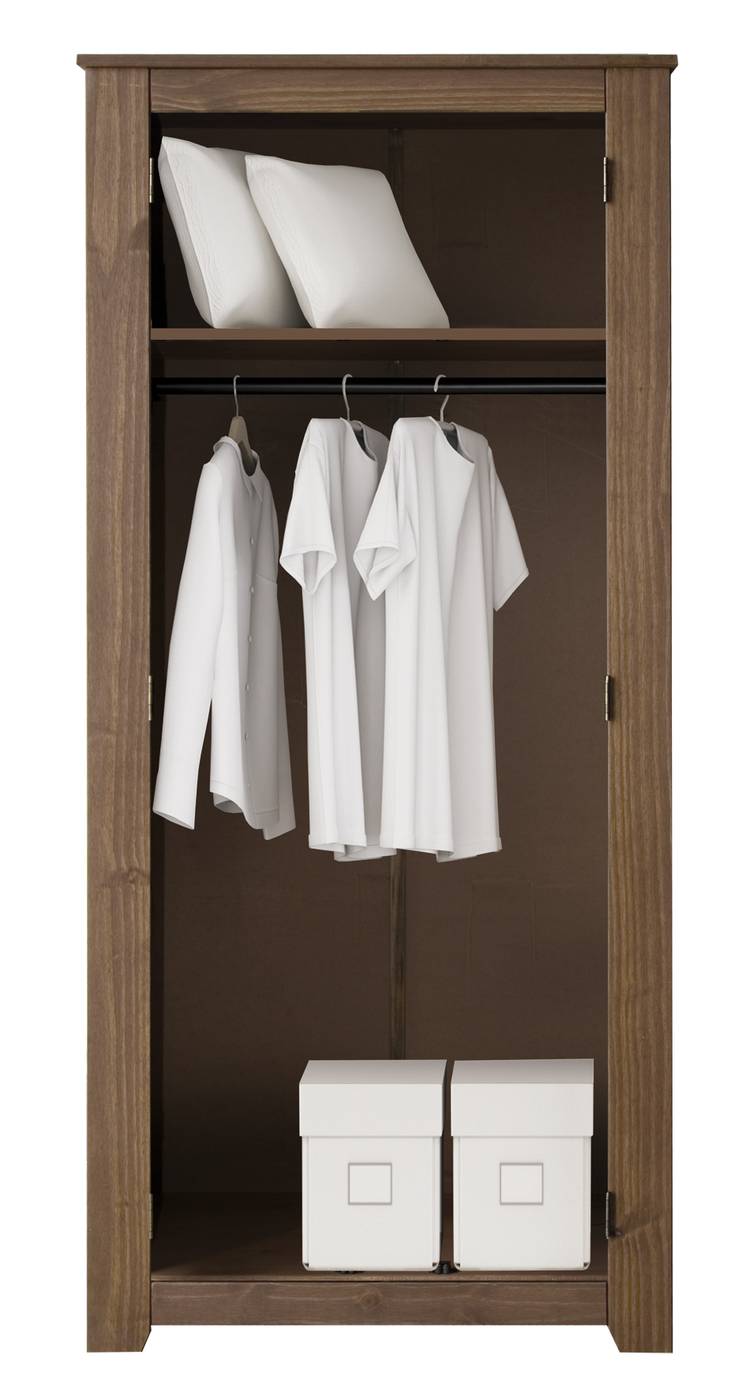 Armario Niza 2 Puertas Madera - Armario de madera maciza de 2 puertas color blanco lavado