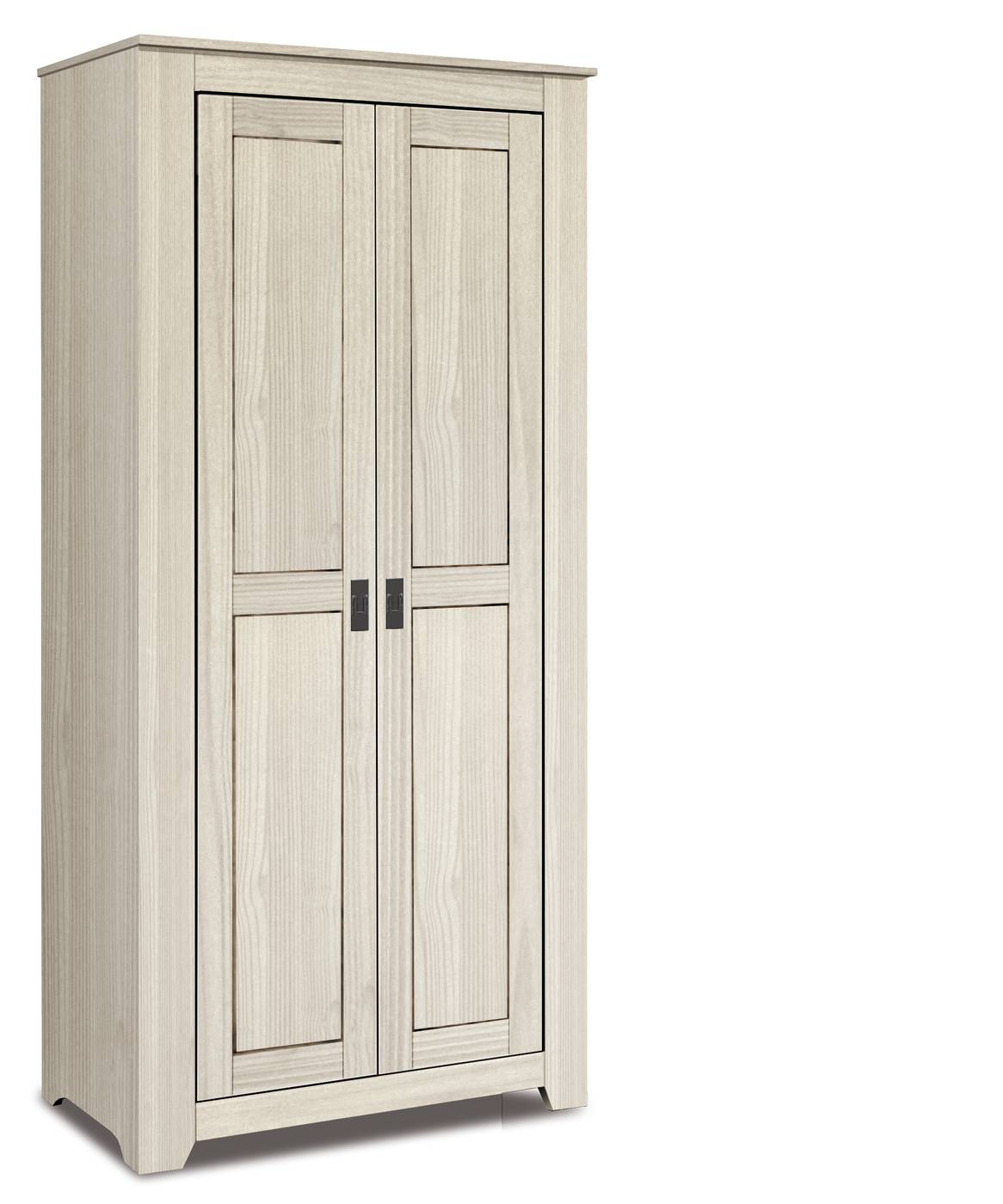 Armario de madera maciza de 2 puertas color blanco lavado