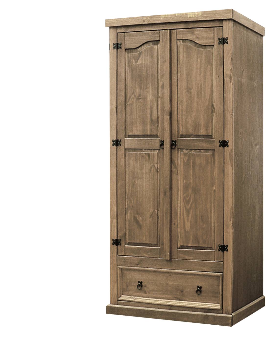 Armario rústico mejicano de madera maciza, de 2 puertas y un cajón