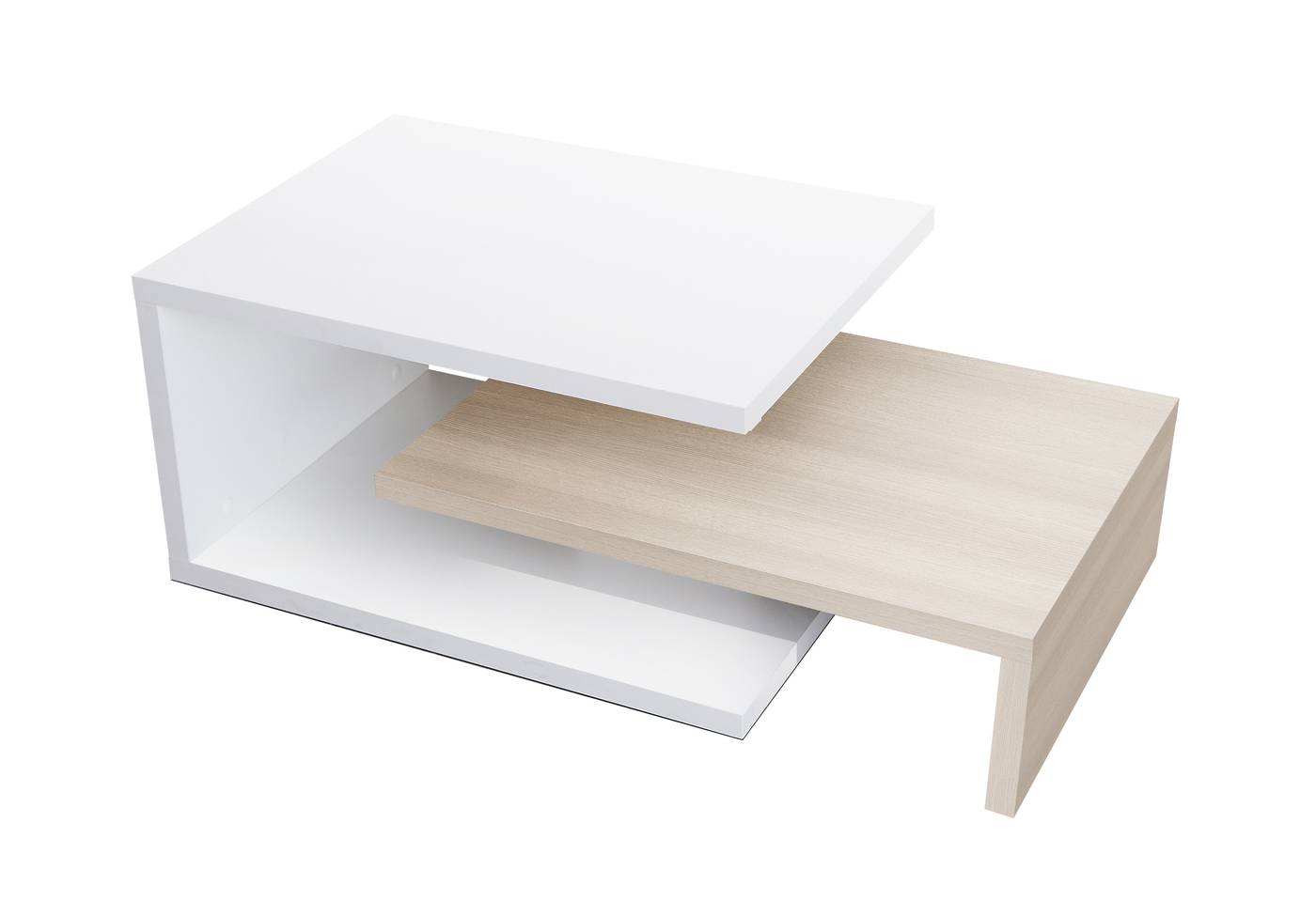 Mesa de centro moderna color blanca combinada con nórdico