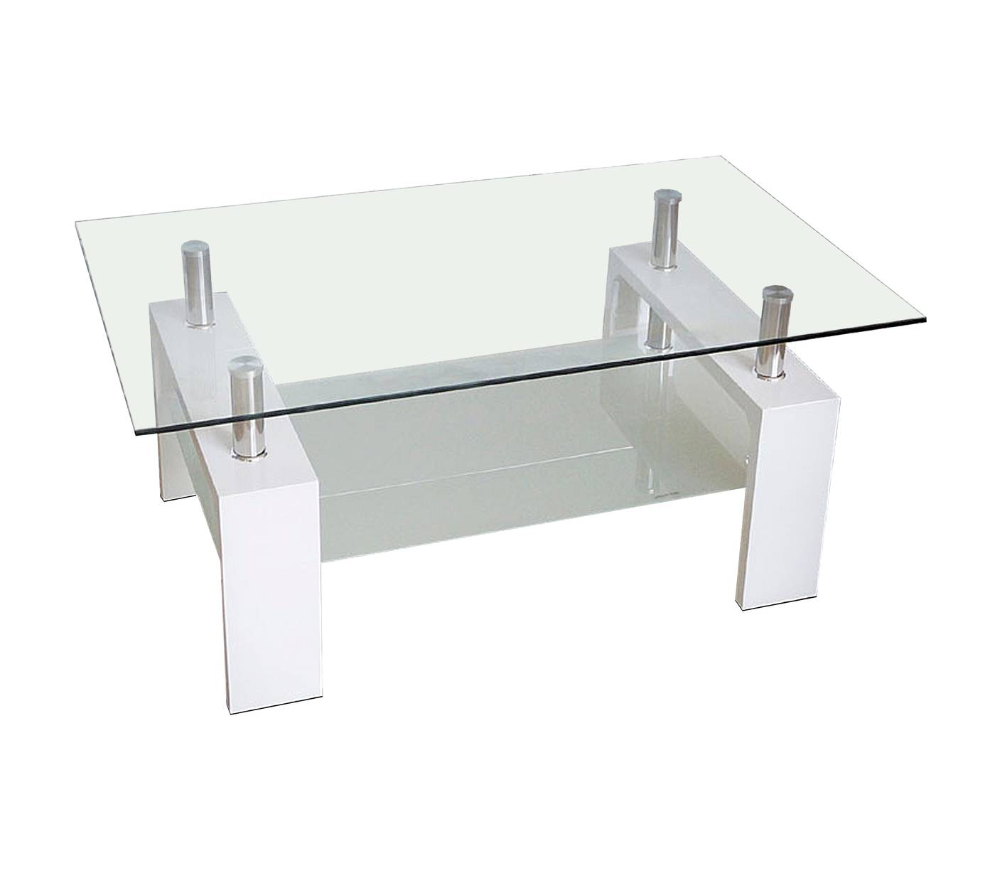 Mesa de centro color blanca, con tapa de cristal templado de seguridad