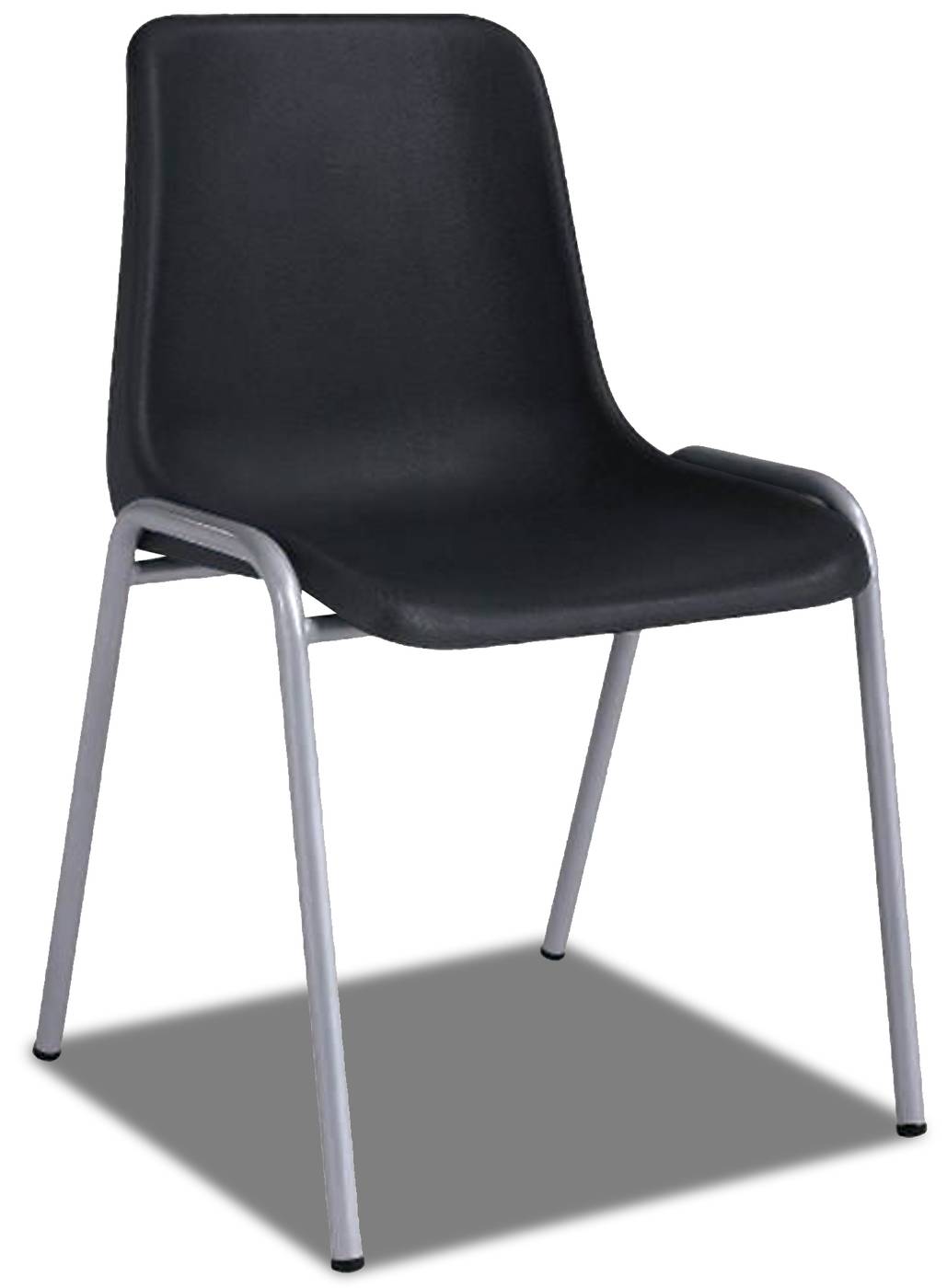 Silla de oficina apilable, con asiento y respaldo en color negro