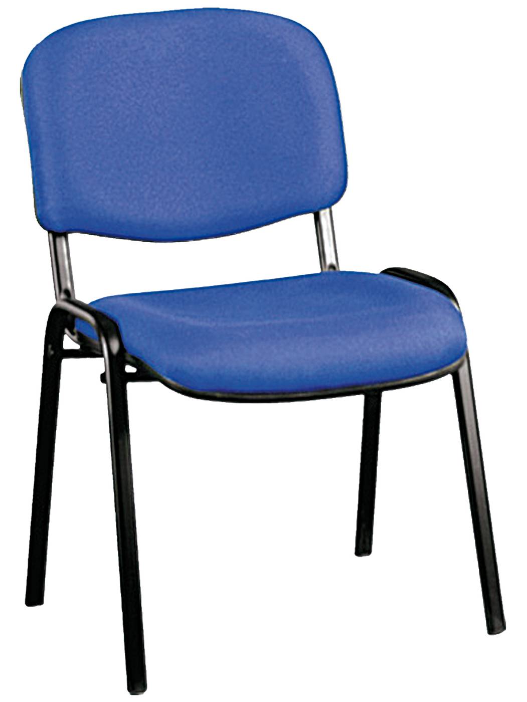 Silla de oficina apilable, con asiento y respaldo acolchado tapizado en azul