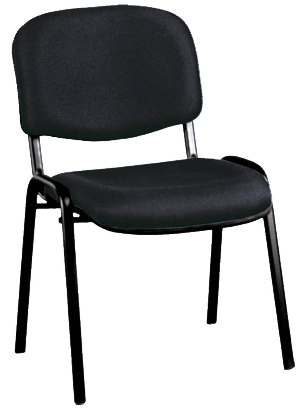 Silla de oficina apilable, con asiento y respaldo acolchado tapizado en negro