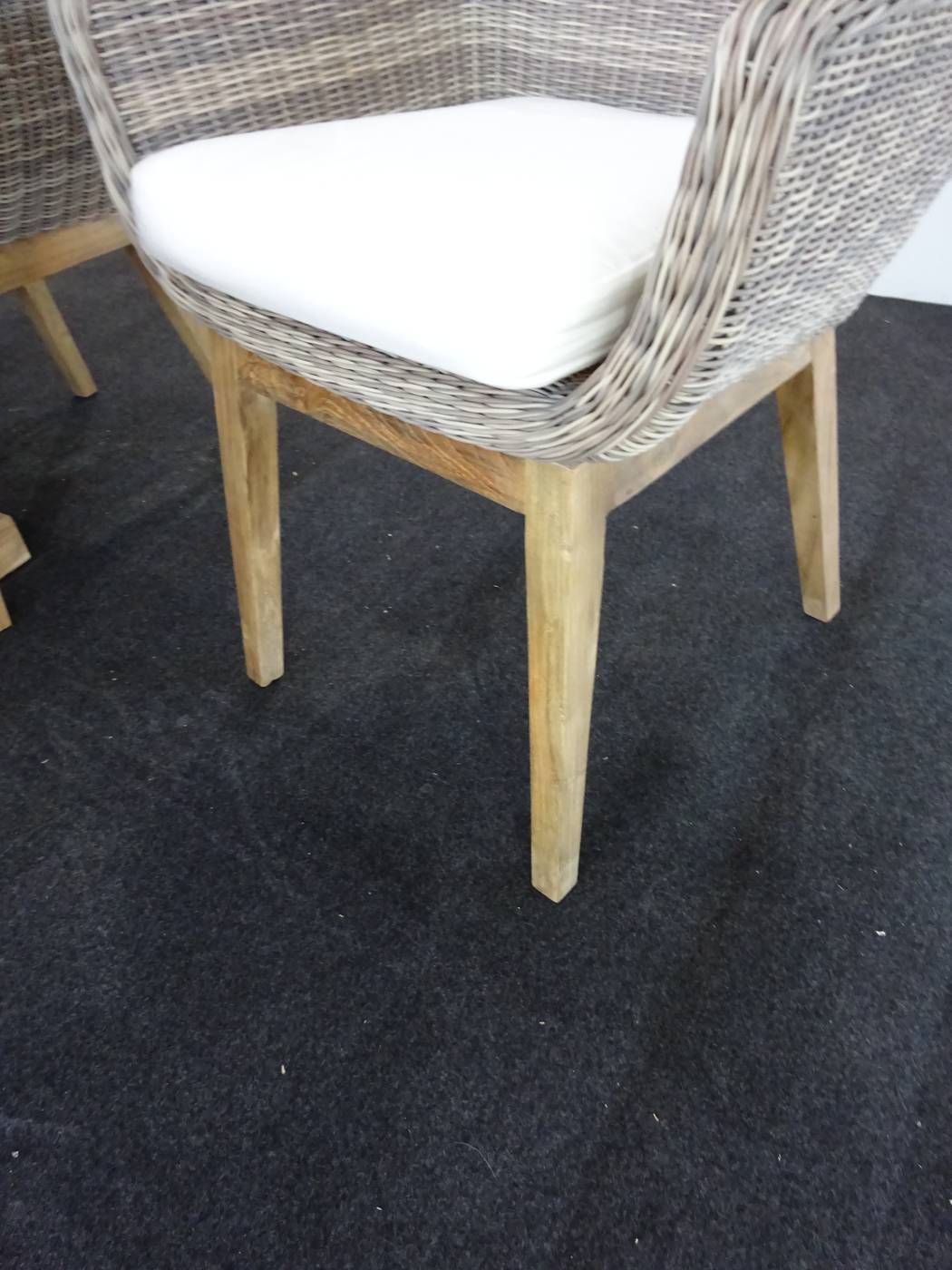 Set Madera Teka Richmond/Bolero - Conjunto para jardín fabricado sólo con materiales naturales: 6 sillones con cojines de ratán natural y mesa de madera de teka de 220 cm