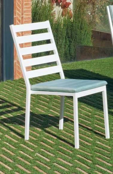 Silla comedor para jardín o terraza. Estructura, asiento y respaldo de aluminio color blanco, antracita, champagne, plata o marrón.
