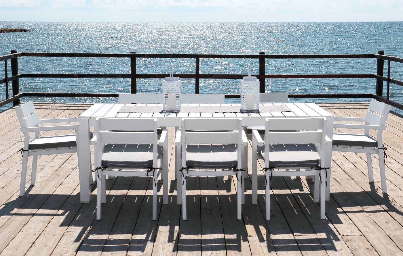 Sillón Aluminio Luxe Marlet - Sillón lujo para jardín o terraza. Estructura, asiento y respaldo de aluminio color blanco.