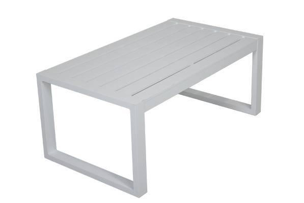 Set Aluminio Munich-7 - Conjunto aluminio : 1 sofá de 2 plazas + 2 sillones + 1 mesa de centro + cojines. Disponible en color blanco, plata o antracita.