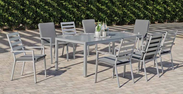 Sillón Aluminio Palma - Sillón comedor para jardín o terraza. Estructura, asiento y respaldo de aluminio color blanco, plata, bronce, antracita o champagne.