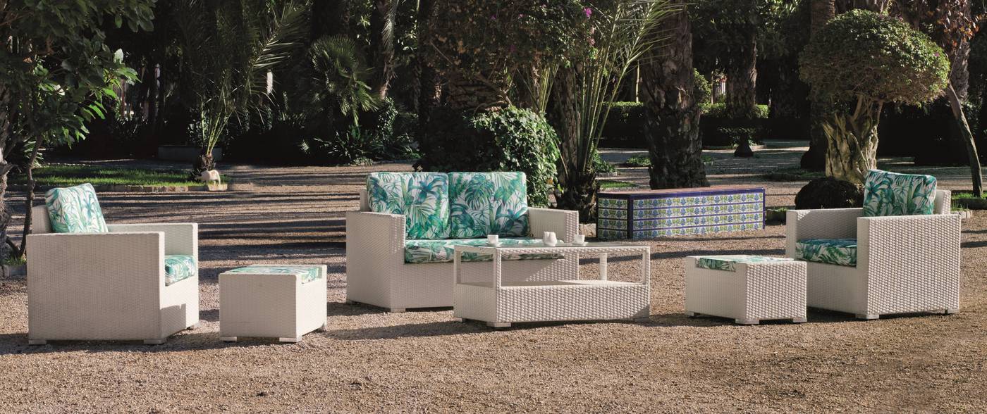 Sillón Ratán Sintético Tuscan - Sillón confort para terraza o jardín, de ratán sintético color blanco