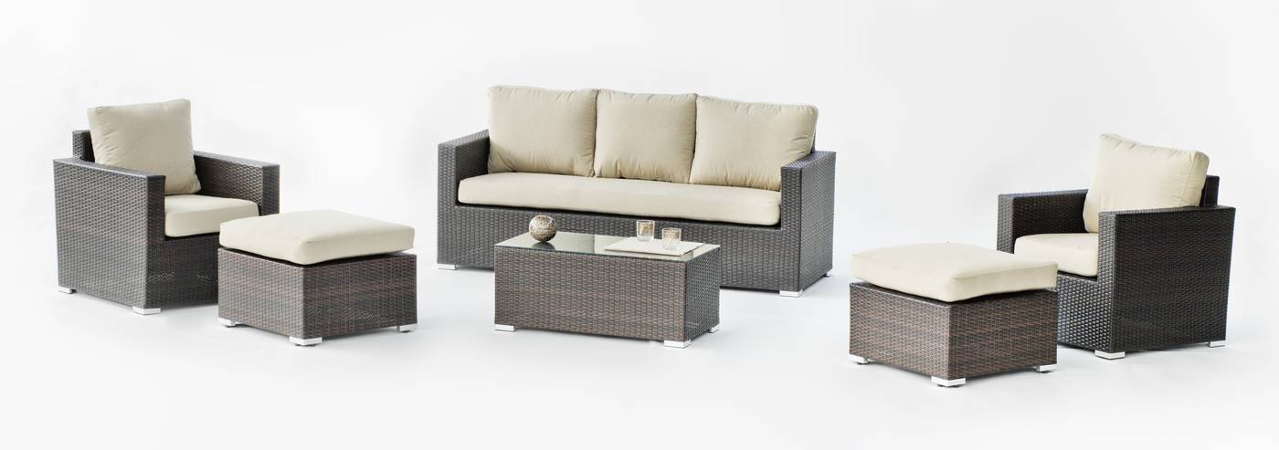 Conjunto huitex marrón: 1 sofá 3 plazas, 2 sillones y 1 mesa de centro