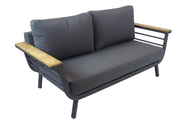 Set Aluminio Luxe Corsica - Conjunto lujo de aluminio color antracita: 1 sofá de 2 plazas + 2 sillones + 1 mesa de centro + cojines.