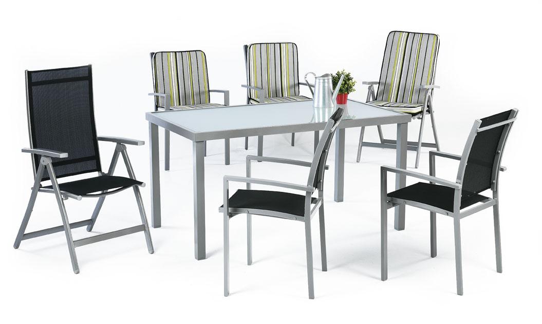Tumbona Aluminio Perseo - Tumbona 5 posiciones de aluminio color plata, con asiento y respaldo de Textilen
