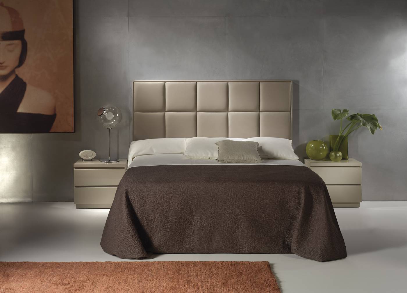 Cabezal LD Noa - Cabecero tapizado en polipiel, tela o terciopelo, para cama de 150 cm, disponible en varios colores.