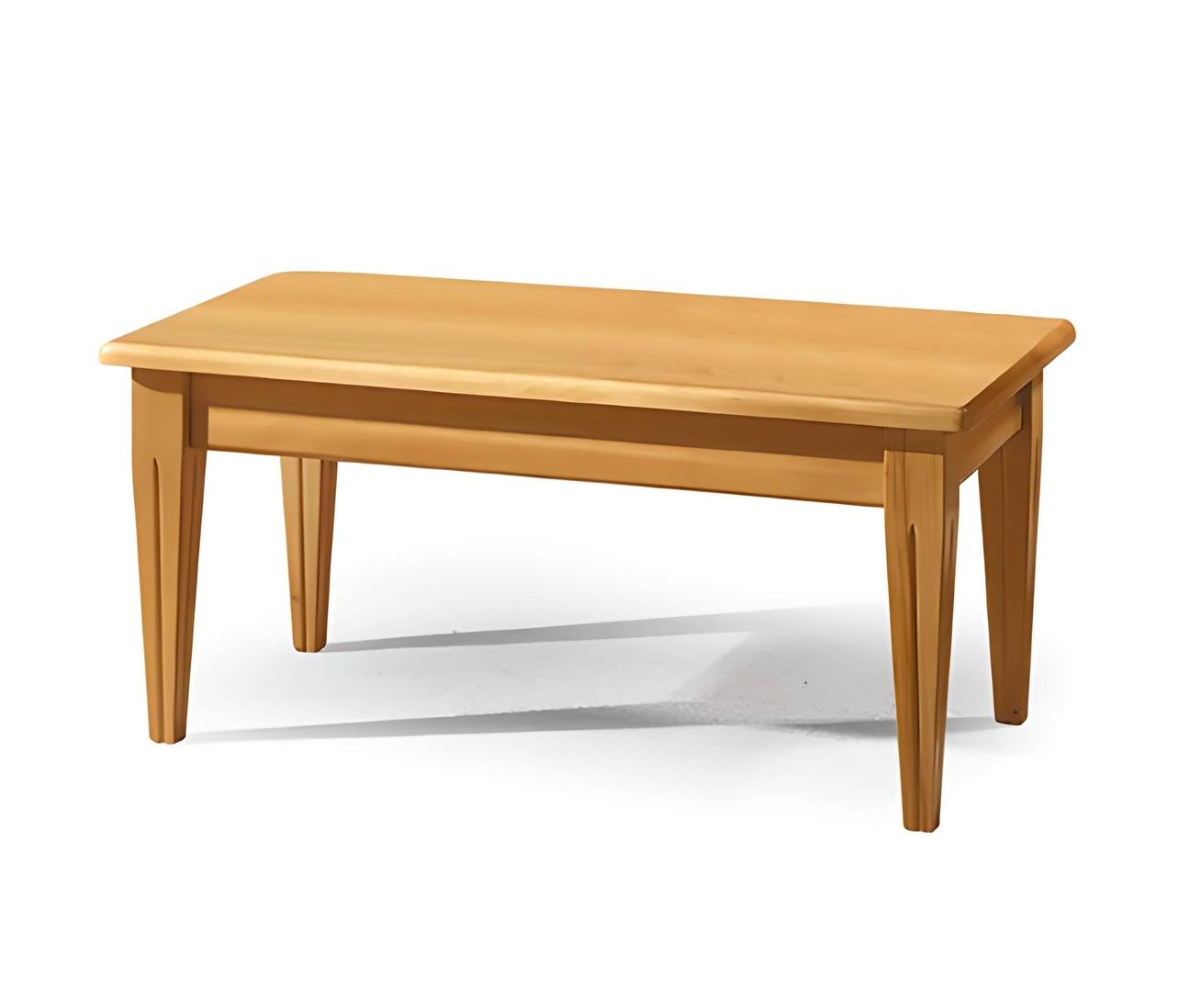 Mesa de centro rectangular con cajón y tapa de madera. Fabricada de madera de pino maciza en varios colores.
