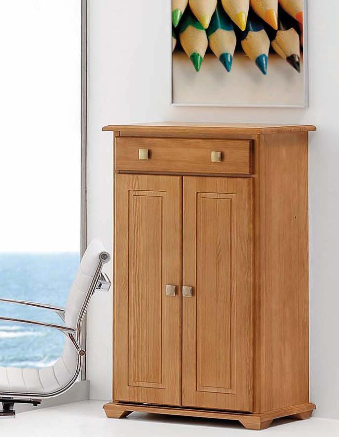 Zapatero de 1 cajón y 1 o 2 puertas de madera de pino maciza, pintado en una amplia gama de colores.