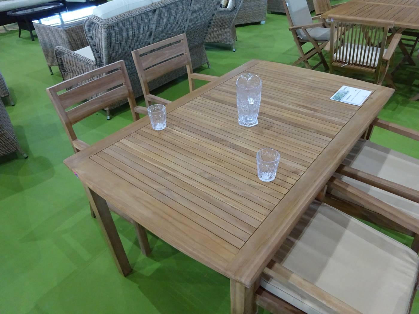 Conjunto Teka Mindoro/Saron 150-4 - Conjunto de madera de teka para jardín: mesa de 150 cm y 4 sillones