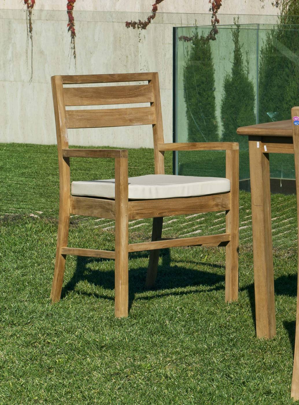 Conjunto Teka Mindoro 150-4 - Conjunto de madera de teka para jardín: mesa de 150 cm y 4 sillones