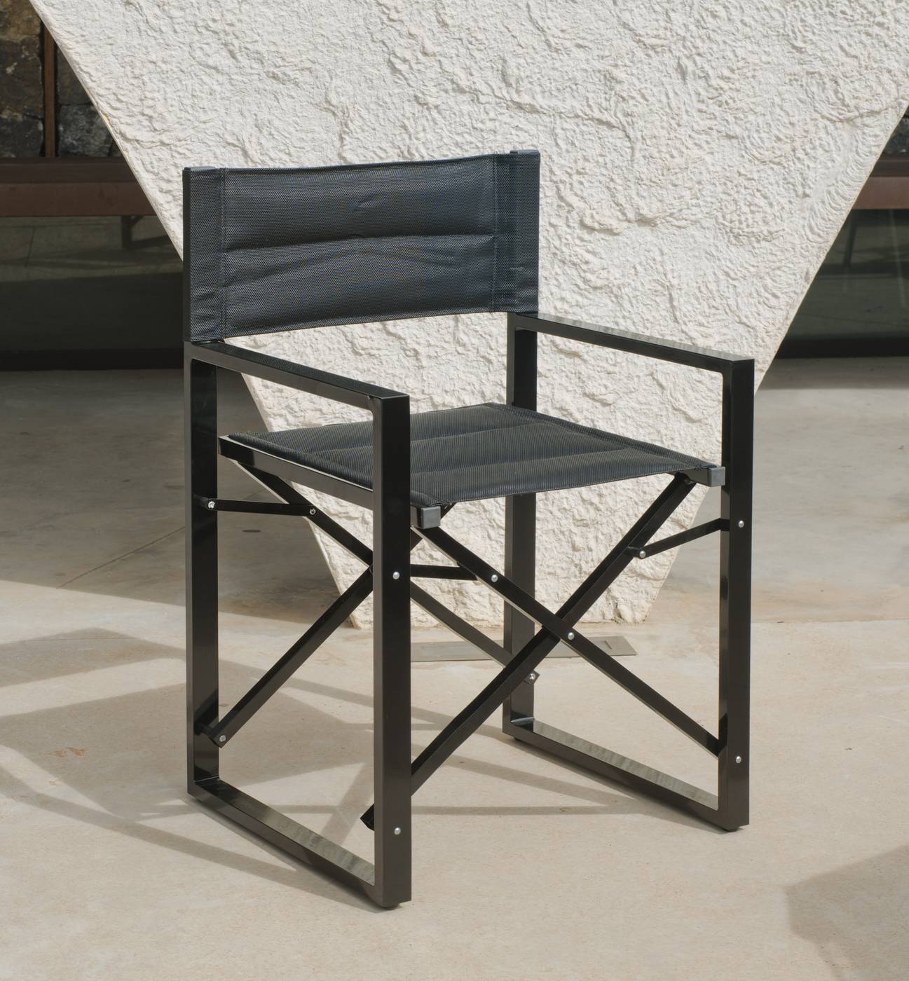 Set Aluminio Palma-Sinara 90-4 - Conjunto aluminio luxe: Mesa cuadrada 90 cm + 4 sillones plegables. Disponible en color blanco o antracita.
