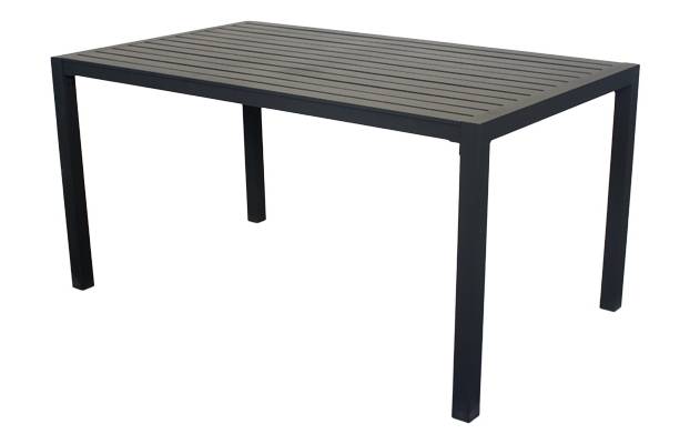 Set Aluminio Palma-Eden 150-4 - Conjunto aluminio color antracita: Mesa con tablero de lamas de aluminio + 4 sillones con asiento y respado de lamas de poliwood.