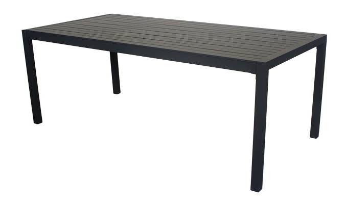 Set Aluminio Palma-Amadeus 200-6 - Conjunto aluminio luxe estilo contemporáneo: mesa rectangular de 200 cm. + 6 sillones tapizados con tela impermeable. Disponible en color blanco y antracita.